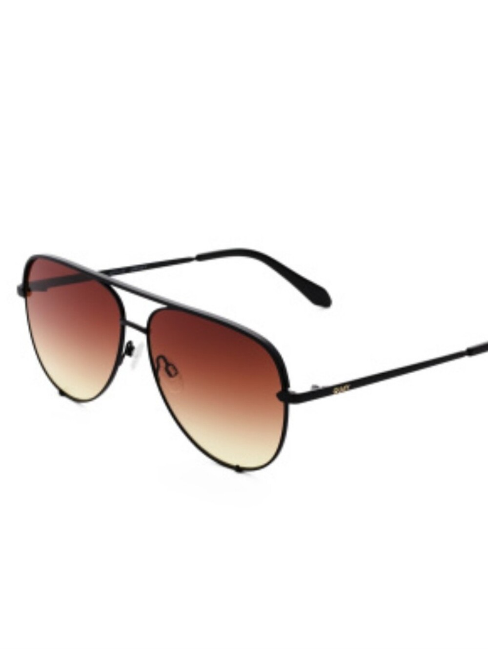 Quay Australia High Key XL Aviator Sunglasses- Black Frame/Futuredusk Poppy Lens